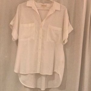 Cloth and Stone white short sleeve button up top